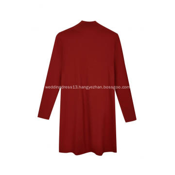 Women's Knitted Mock-Neck High-Low Hem Blouses&Skirt